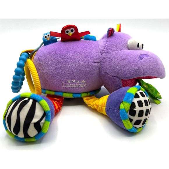 Lamaze Baby Toy Plush Hippo Purple Hanging Toy Rattles Teethers Crinkles Sensory - Picture 4 of 16